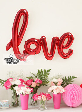 七夕装饰求婚告白结婚love心形气球 婚房布置婚庆背景墙英文字母