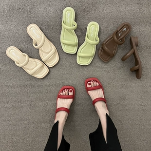 外穿女夏季 小香风配裙子凉拖沙滩两带凉鞋 拖鞋 粗跟鞋 子2023年新款