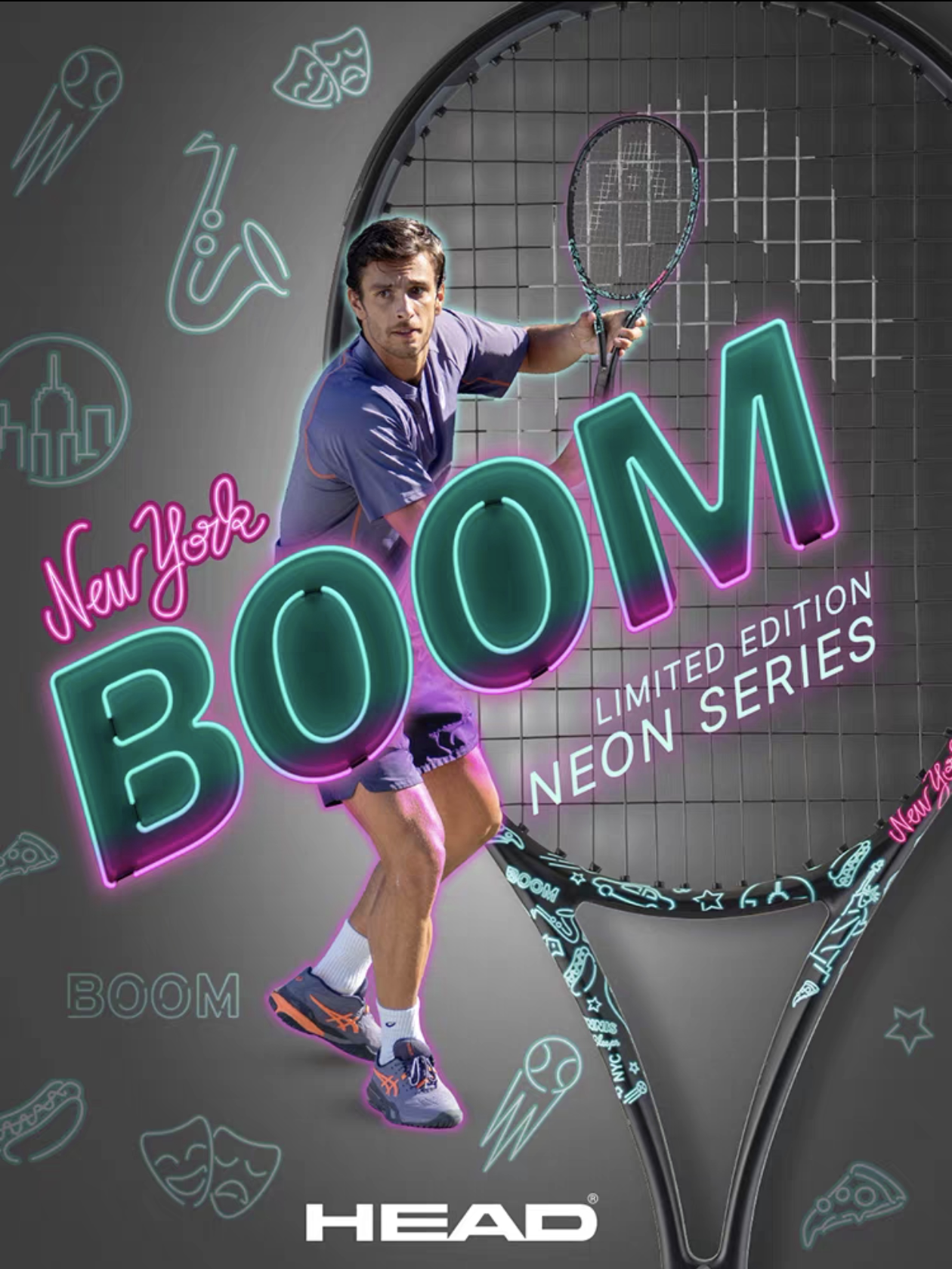 HEAD海德网球拍BOOM NEON专业款穆塞蒂美网限量全碳素男女生球拍图片