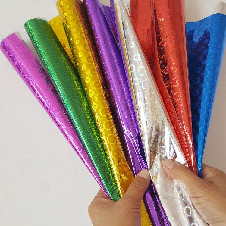 彩色镭射电光纸礼品包装纸节日装饰手工闪光纸玻璃纸10张价wz066