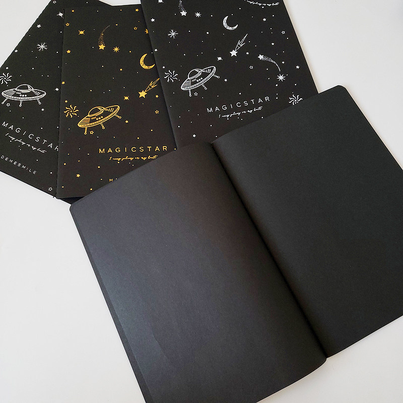 B5黑色卡纸内页diy涂鸦本创意黑纸本笔记本子软抄本A5文具空白