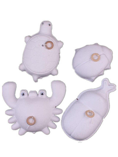 diy手一拉会跑的小乌龟螃蟹纸浆玩具彩绘创意手工制作白坯模型