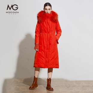 长羽绒服女厚MG22712 专柜 MODOGAGA摩多伽格冬新收腰高级时尚