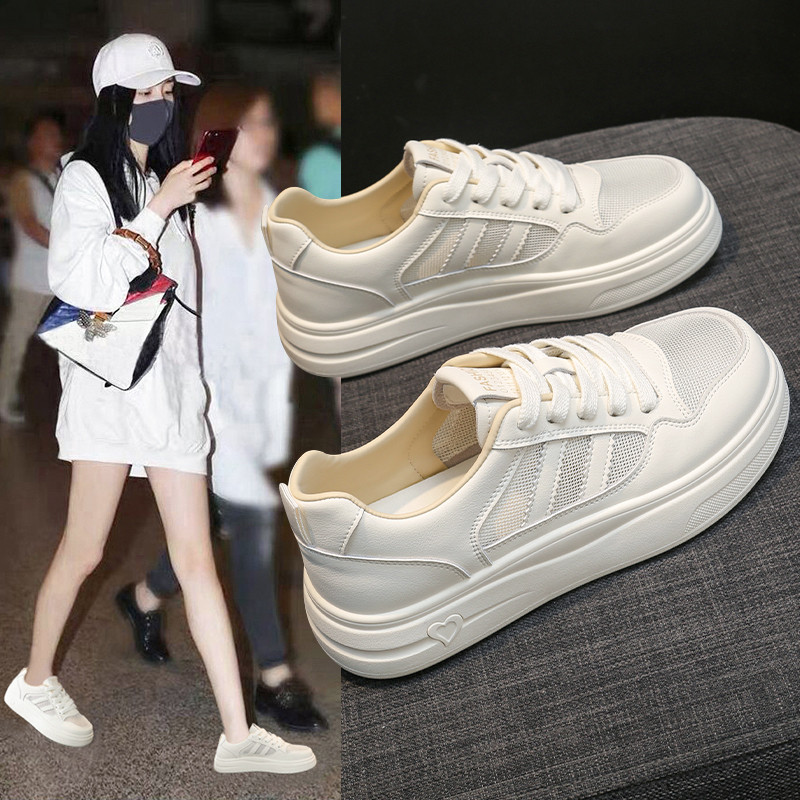 夏季小白鞋女鞋2026新款透气网面网鞋超火镂空板鞋百搭休闲运动鞋