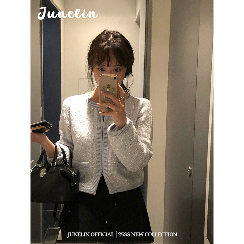 六月林 韩国博主同款法式千金名媛显贵短款小香风短款外套高级感