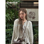 六月林 韩国博主同款 麻花针织外套女秋冬学院风减龄百搭高级感