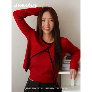 背心叠穿两件套设计感独特小众百搭女 氛围感针织开衫 六月林 韩版