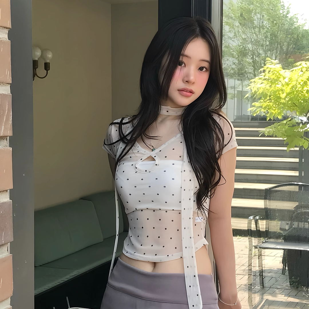 六月林 韩国博主同款纯欲半开领短款百搭上衣波点甜辣ins罩衫短袖