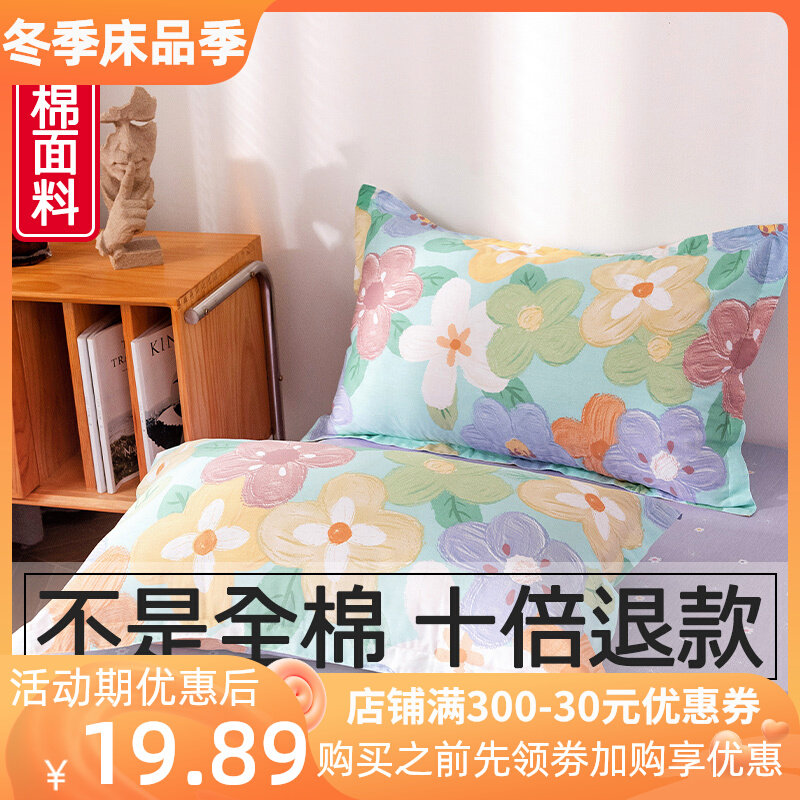 速发纯套枕套一对棉100全装48cmx74cm枕头套枕芯内胆棉乳胶枕头套