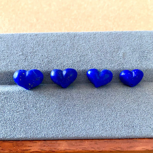 天然老矿料青金石屁桃爱心迷你配珠天地通孔饱满少金少白配对