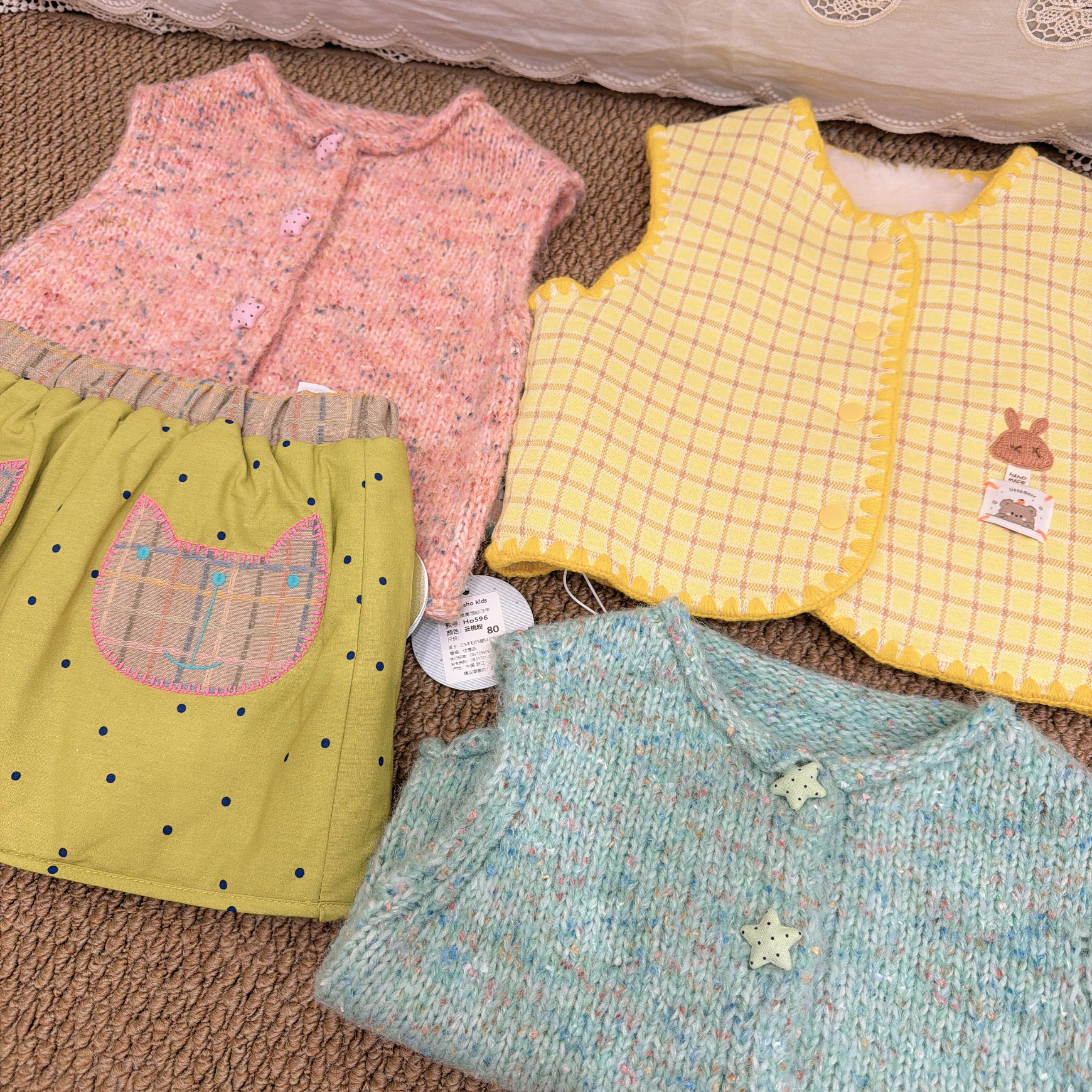 Qaqaho kids 恰恰好正品2026春款女童碎花针织开衫外套