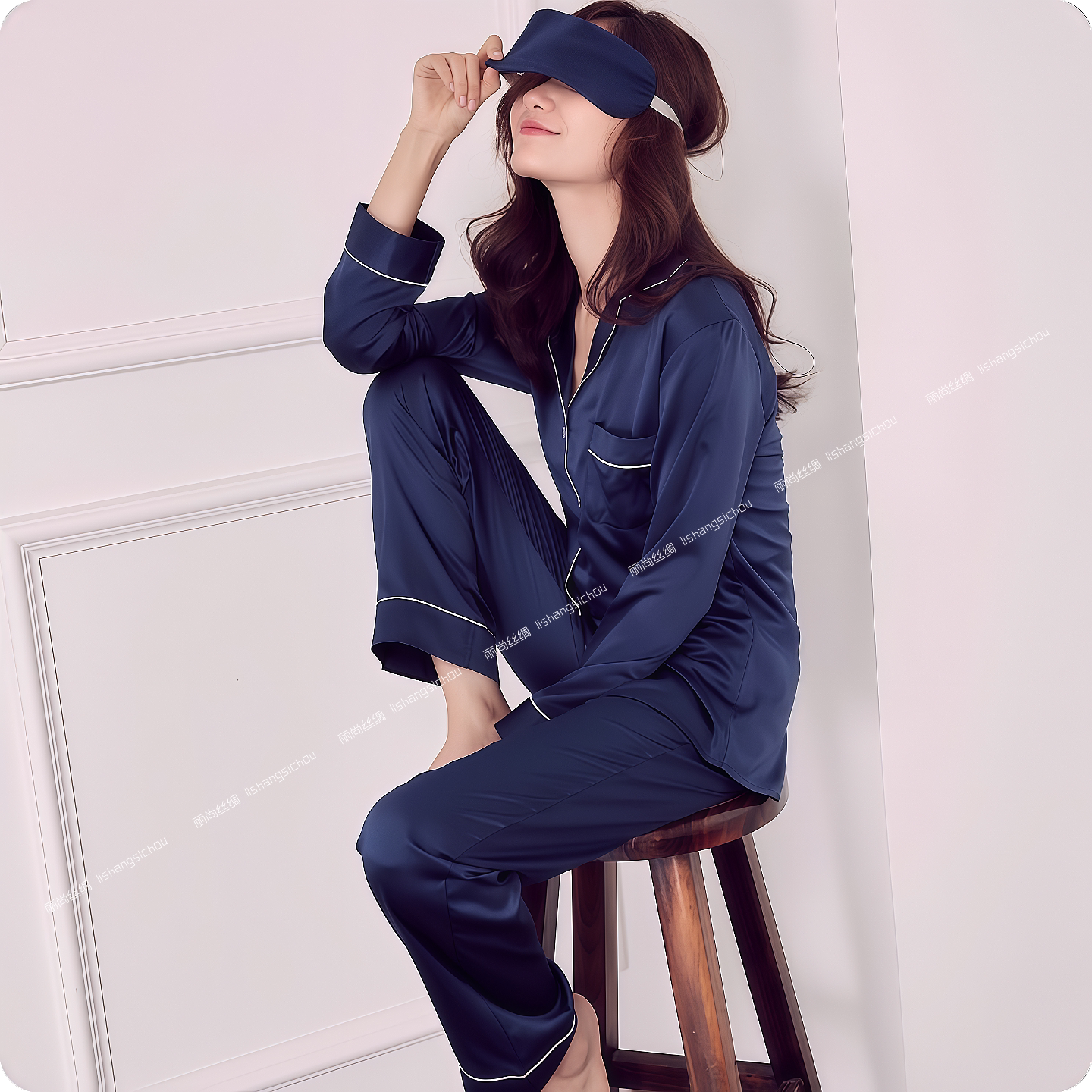 A类30姆40姆米重磅真丝睡衣女夏100%桑蚕丝长袖长裤丝绸居家服