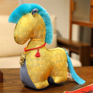 2026马年吉祥物高级感布艺生肖马玩偶抱枕新中式金马送福挂件一对