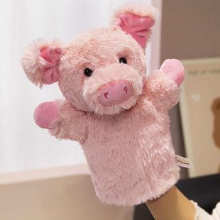 嘴巴能动的张嘴手偶毛绒老虎兔子猴子大象熊猫公牛青蛙动物手套