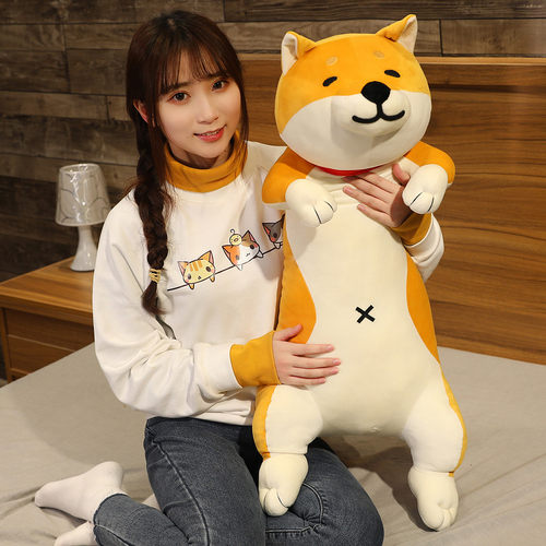 柴犬公仔哈士奇玩偶床上睡觉枕头