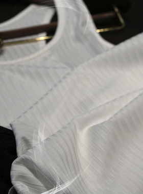 夏季光泽感竖条纹健身运动修身工字男女背心黑白弹力中性内搭打底