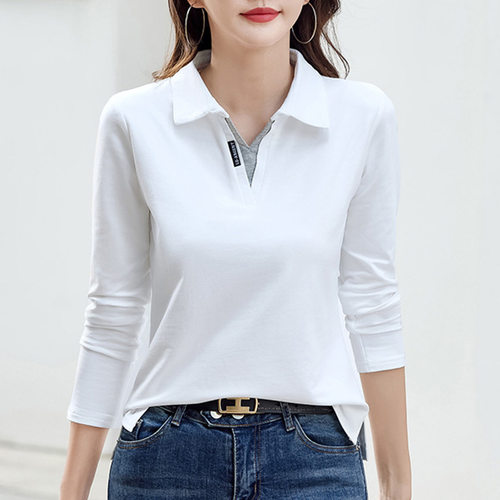 高尔夫女装长袖T恤翻领polo衫