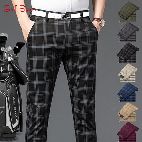 高尔夫男装球裤休闲格子男裤golf运动球服裤子服装男士春秋季长裤 - 封面