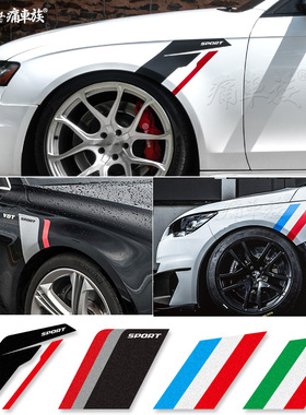 适用于奥迪A3 A4 S3 A6大众POLOGTI改装拉花前叶子板装饰汽车贴纸