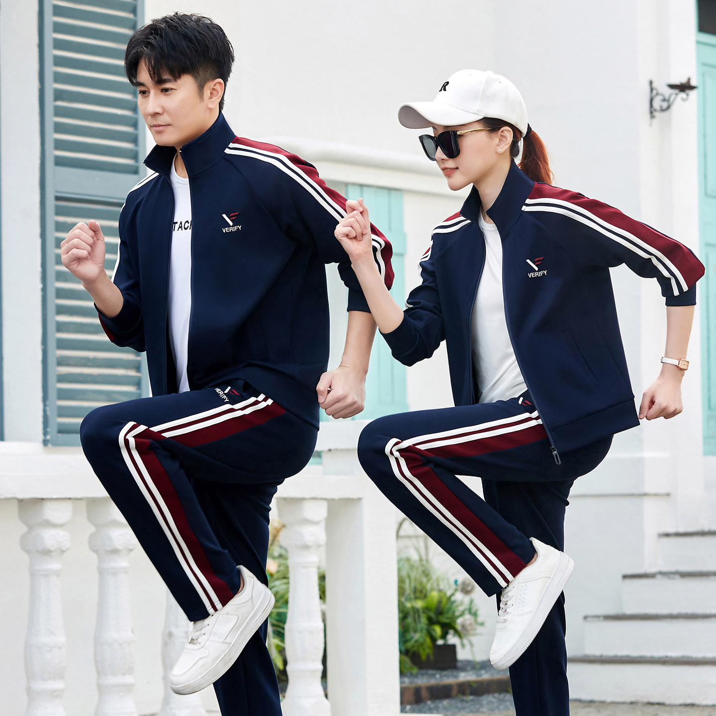 运动套装男春秋2026新款时尚情侣休闲开衫运动服大码两件套女卫衣