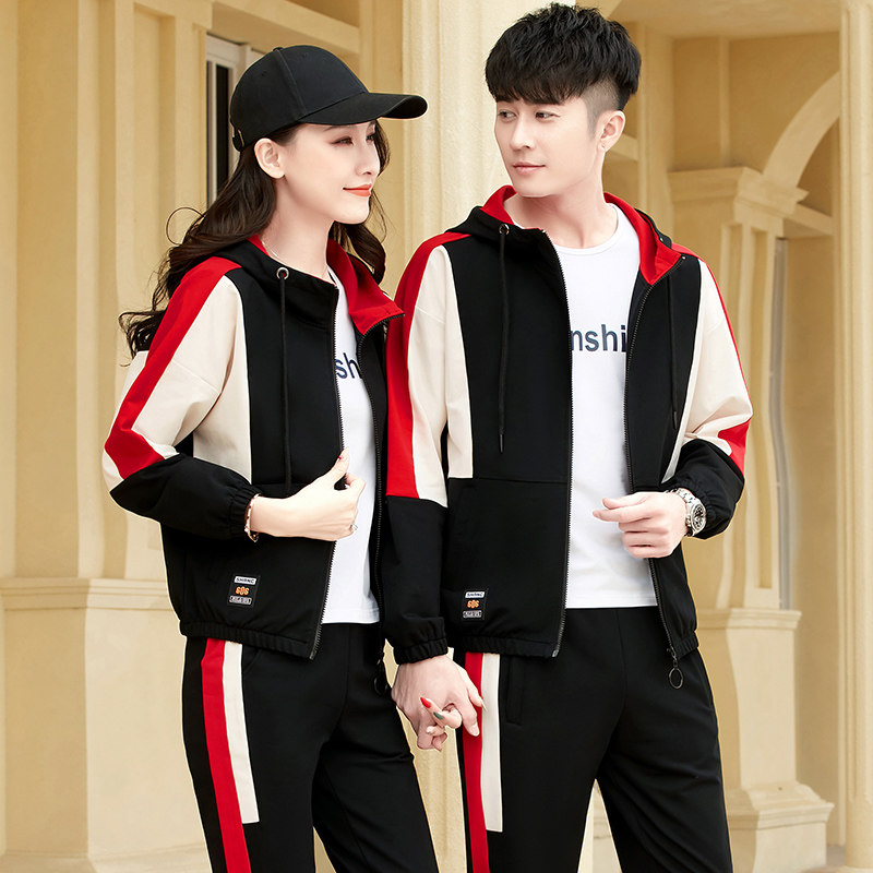 情侣运动套装春秋2025新款韩版男女开衫外套休闲运动服连帽男卫衣
