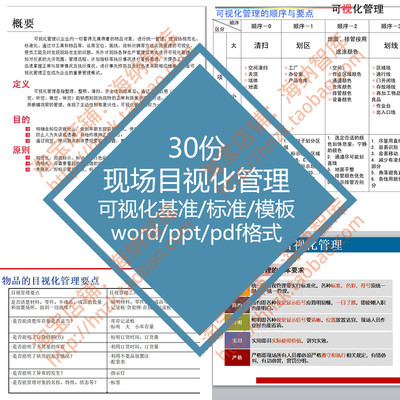 现场目视化管理标准可视化5S执行手册资料企业基准模板车间画线