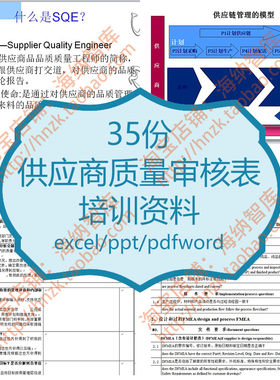 供应商质量审核表资料SQE品质工程师评估表检查表现场评审流程图