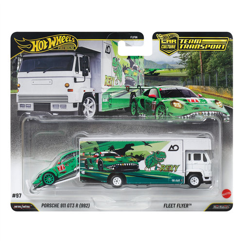 风火轮 FLF56 赛车运输车 保时捷 911 GT3 REXY 绿恐龙 hotwheels