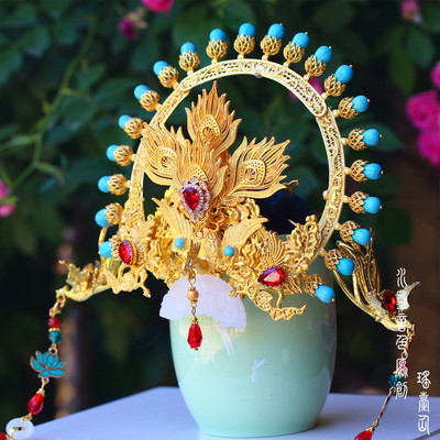 汉服飞天袒领头冠小发冠光环