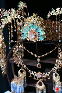 水墨音色 汉服配饰 套装流苏唐风发冠 杨贵妃林芳兵同款倾城冠