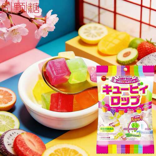 喜糖日本进口方块8种综合水果糖