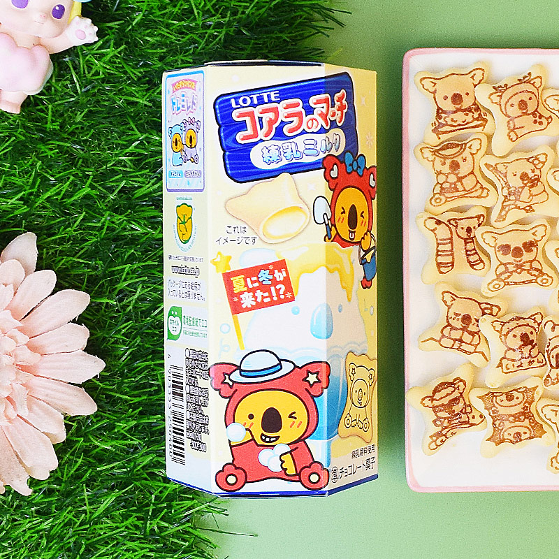 日本进口零食Lotte乐天考拉炼乳味印花注心饼干新口味儿童灌心饼