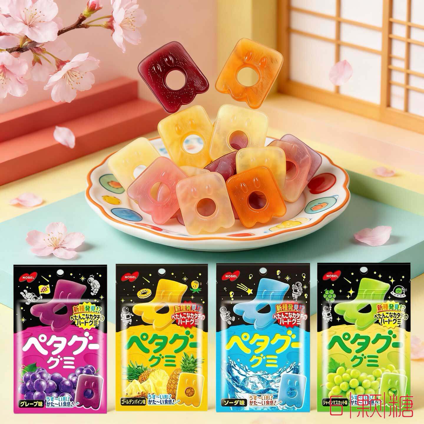 日本进口零食 NOBEL诺贝尔葡萄味果汁软糖橡皮糖袋装水果紫提QQ糖