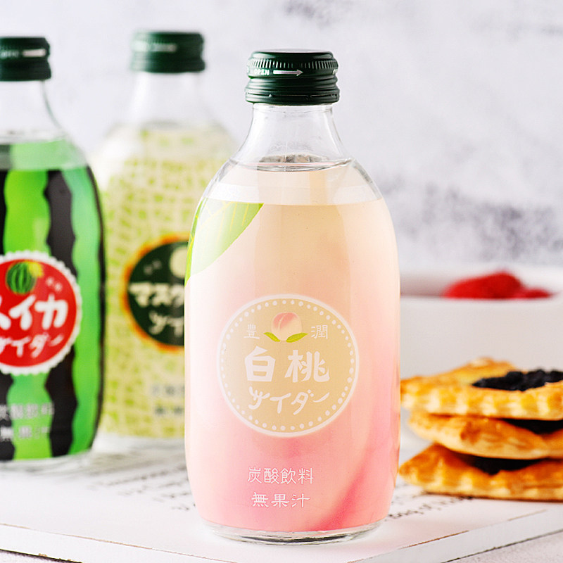 日本进口农园友桝白桃子汽水蜜桃果味网红粉色少女心友树碳酸饮料