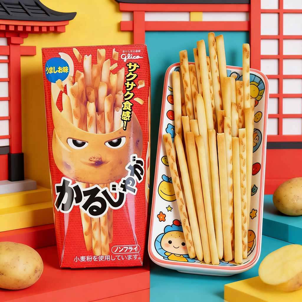 日本进口零食golico格力高原味无油炸薯条棒咔嚓土豆通心脆手指饼