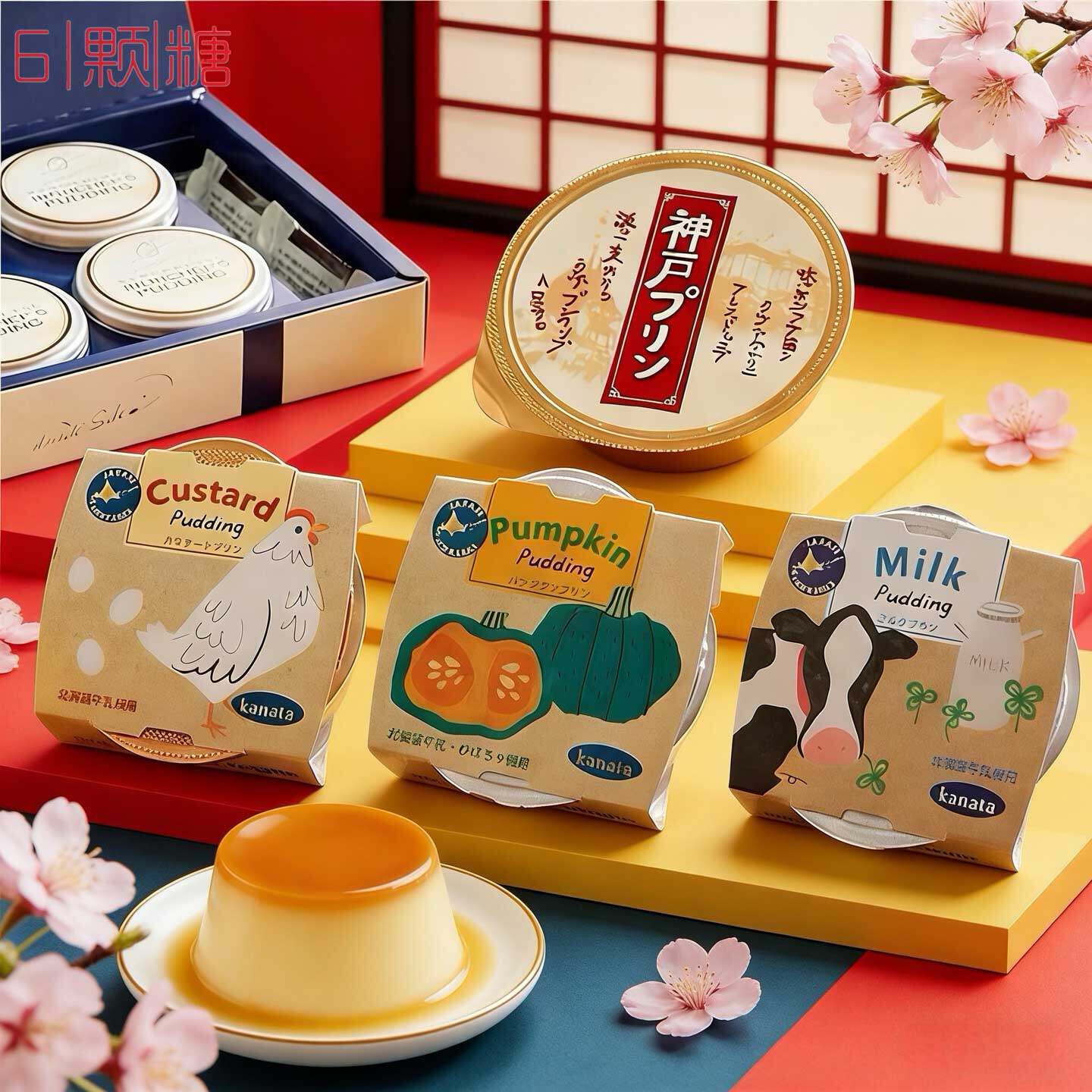 日本进口田中制馅获奖鸡蛋布丁果冻南瓜味蛋黄味牛奶味北海道零食