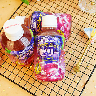 日本进口饮品POKKASAPPORO百佳果冻布丁啫喱摇摇乐葡萄味果汁饮料