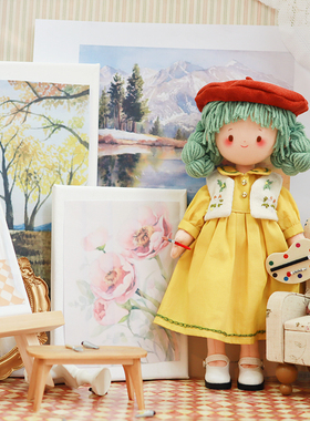 雪朴朴爱画画的女孩Shirley娃娃diy材料包自缝布艺关节玩偶制作