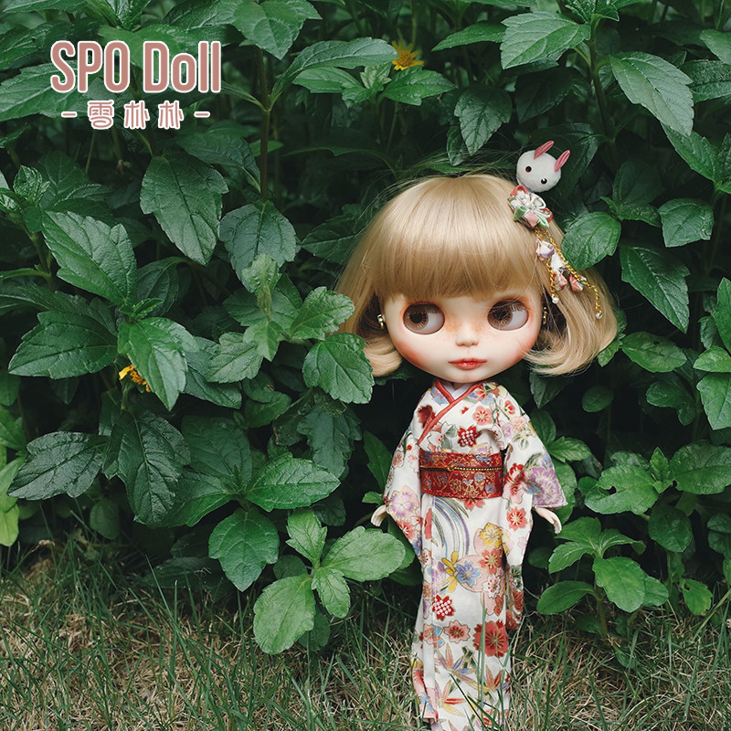 雪朴朴手工『樱花和服』6分bjd衣服blythe小布diy娃衣教程材料包