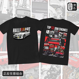 三菱EVO4代9代翼豹思域日系引擎文化衫 定制JDM汽车T恤 纯棉短袖