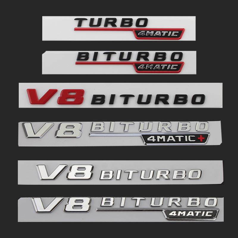 适用于奔驰AMG侧标V8 V12 BITURBO4MATIC车标 叶子板贴改装字标 汽车用品/电子/清洗/改装 汽车车标 原图主图