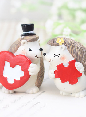 zakka创意可爱刺猬家园摆件办公室桌面微景观装饰情侣礼品送女友