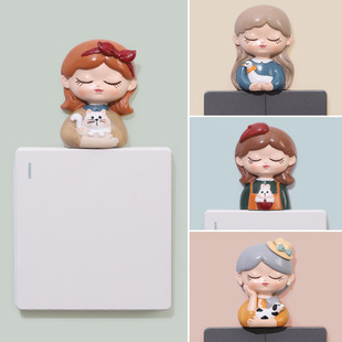 饰贴 治愈系插座装 闺蜜家居礼物 萌猫双面贴 甜宠少女开关贴