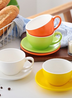 卡布奇诺蓝色紫色白色防烫纯红色咖啡杯哑光黑色欧式浓缩拿铁包邮