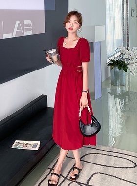 【现 货 ！】035A 752 P95 K148 2023夏季新款露腰方领系带连衣裙