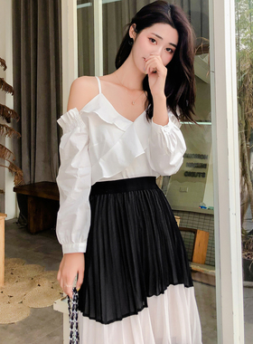 现货 设计款春夏秋季百搭荷叶领吊带衬衫262-C301 P65 K105