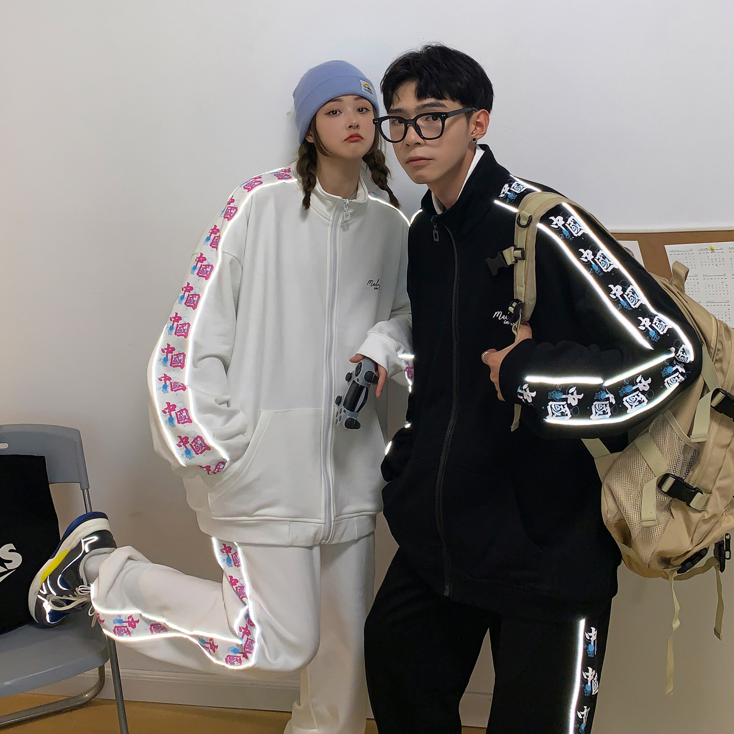 中国宇航员反光印花情侣装卫衣套装班服 衣货号H665P65裤