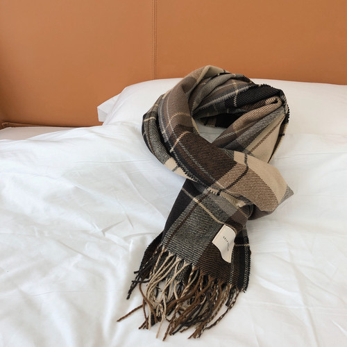 B218-WJ20-P20潮流经典格纹个性男女流苏围巾围脖新款2023冬天