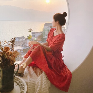 P95 K148 2024夏季 C037 中长款 7208 新款 V领收腰连衣裙 现货