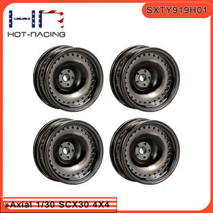 HR Axial SCX30 0.7英寸镀黑黄铜轮毂一车份单个9.3g单侧+4mm宽度